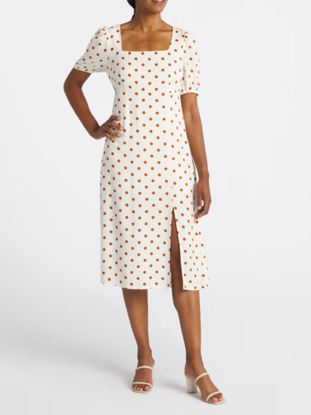 Mason & Belle Jacqueline Polk Dot Side Slit Midi Dress XL Church Bridal Shower